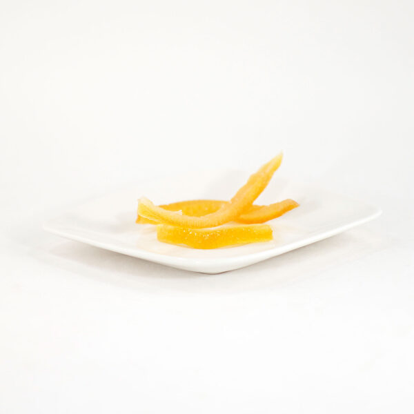 Tiras de cáscara de naranja confitada