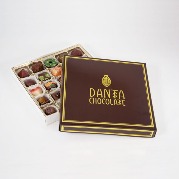 caja de 25 bombones con tapa