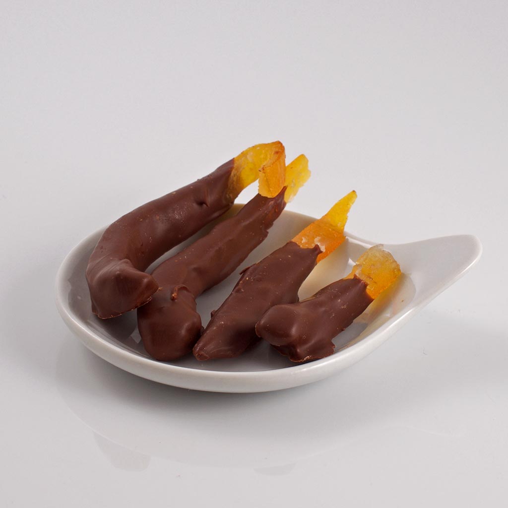 Naranjas cristalizadas c on chocolate oscuro